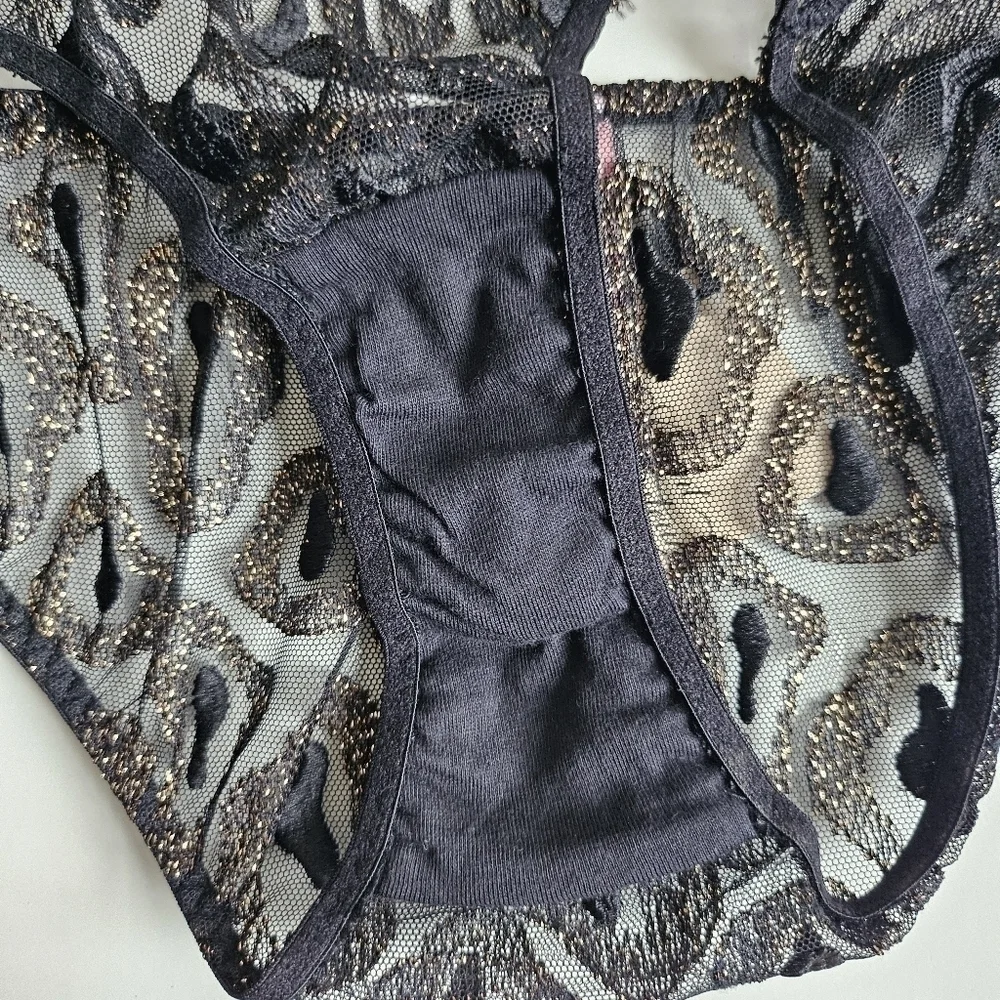 New Agent Provocateur Gina Leopard Print Black/Gold Brief Panties AP 3/Medium
